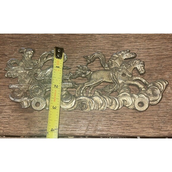 Vintage Signed James Papalia Knight On Chariot 1960s Brass Wall Hanging /Plaque - Picture 3 of 5